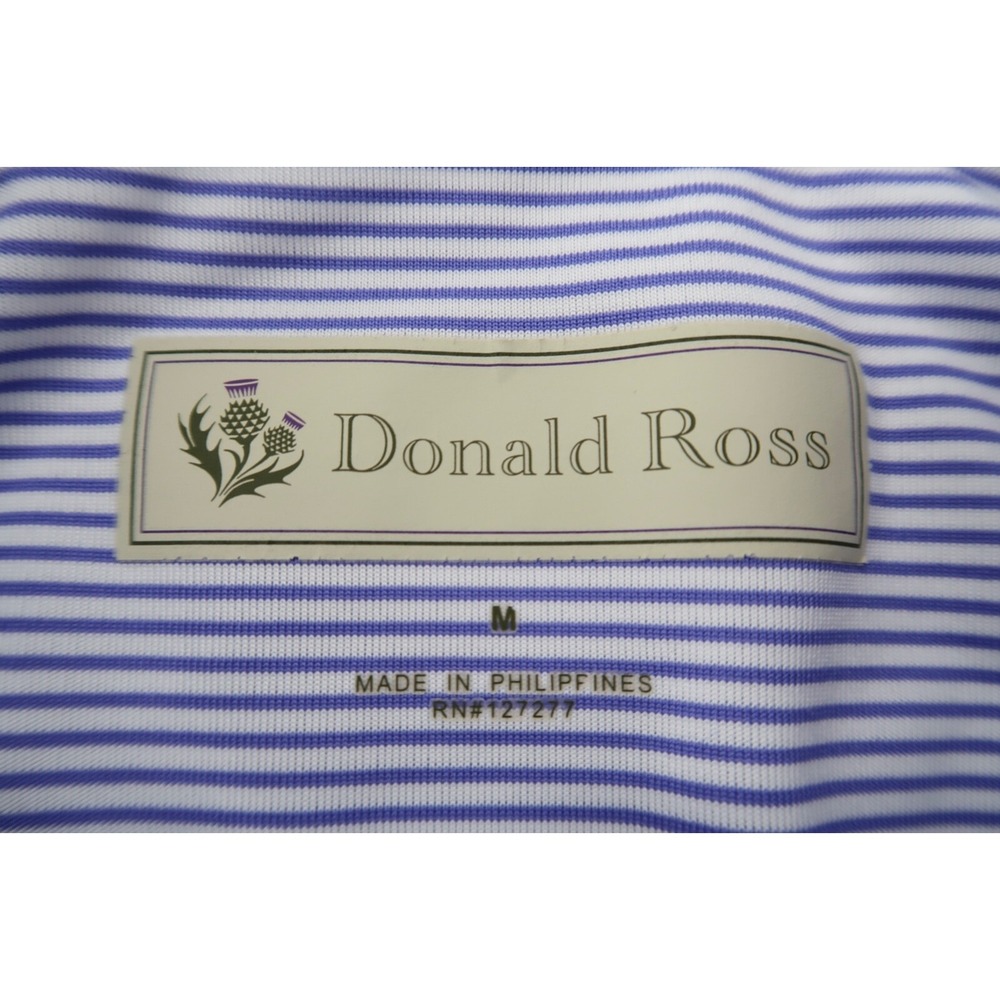 Donald Ross Mens Medium Purple Striped Golf Performance Short Sleeve Polo Shirt - Picture 3 of 6